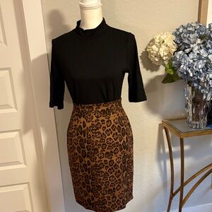 High waist leopard print pencil skirt size small